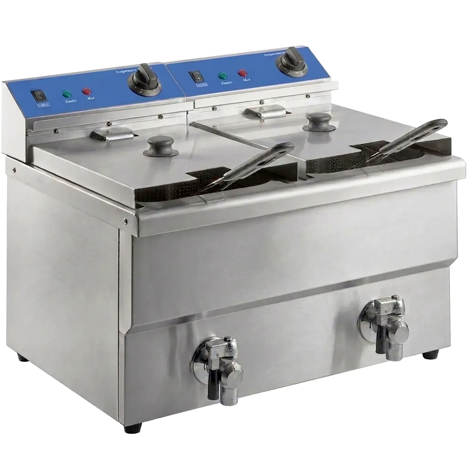 Alpha ACFD-30E Deluxe Electric Counter Top Double Well Deep Fryer - 208V, 30LB Capacity-Phoenix Food Equipment