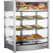 Alpha ADW-137 glass display 26-inch food warmer shown stocked with pastries and baked goods on three shelves