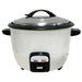 Alpha AERC-40 economy electric 40 cup drum rice cooker and warmer in white with grey lid and side handles