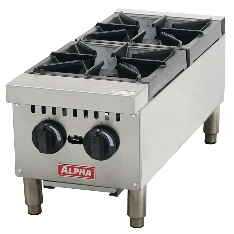 Alpha AHP12-2B Natural Gas/Propane 12" Open Burner - 2 Burners, 30,000 BTUs/burner-Phoenix Food Equipment