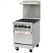 Alpha AR24-4B 24-inch natural gas or propane range with four open burners, oven below, backsplash and casters