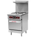 Alpha AR24E-4HP electric 24-inch cooking range with four French plates and oven, stainless steel with red knobs