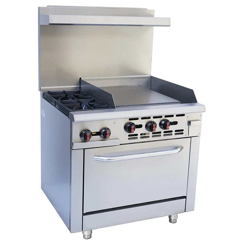 Alpha AR36-2B24G Natural Gas/Propane 36" Stove Top Cooking Range - 2 Burners & 24" Thermostatic Griddle-Phoenix Food Equipment