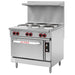 Alpha AR36E-6HP electric 36-inch cooking range with six French plates and oven, stainless steel with backsplash