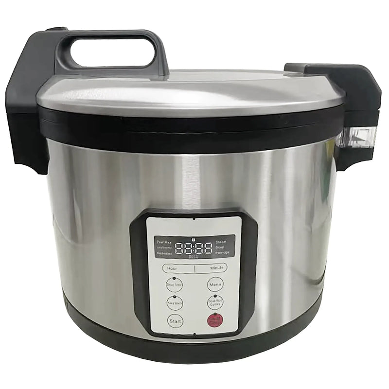 Alpha ARIC-60I commercial 60 cup induction rice cooker and warmer, stainless steel with digital display and keypad