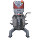 Alpha AVP-10 10 qt commercial planetary stand mixer, front view showing the stainless steel bowl and wire guard