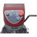 Alpha AVP-10 10 qt planetary mixer, close-up of the digital timer control panel, red stop button and bowl lift crank