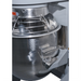 Alpha AVP-10 10 qt planetary stand mixer, close-up of the stainless steel bowl seated in the bowl arm under guard