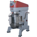 Alpha AVP-10 10 qt commercial planetary stand mixer in grey with red head, stainless steel bowl and guard, angled