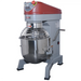 Alpha AVP-20 20 qt commercial planetary stand mixer in grey with red head, stainless steel bowl and guard, angled