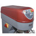 Alpha AVP-30 30 qt planetary stand mixer, close-up of the red mixer head with control panel and side power switch