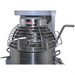 Alpha AVP-30 30 qt commercial planetary stand mixer, close-up of the wire bowl guard and bowl lift handles