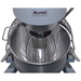 Alpha AVP-30 30 qt planetary stand mixer, close-up of the wire whisk attachment inside the stainless steel bowl