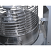 Alpha AVP-60 60 qt planetary stand mixer, close-up of the wire bowl guard lowered around the stainless steel bowl