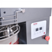 Alpha AVS-10 10 qt spiral mixer, close-up of the digital speed and timer control panel and red emergency stop button