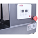 Alpha AVS-10T 10 qt tilting spiral mixer, close-up of the digital control panel and red emergency stop button