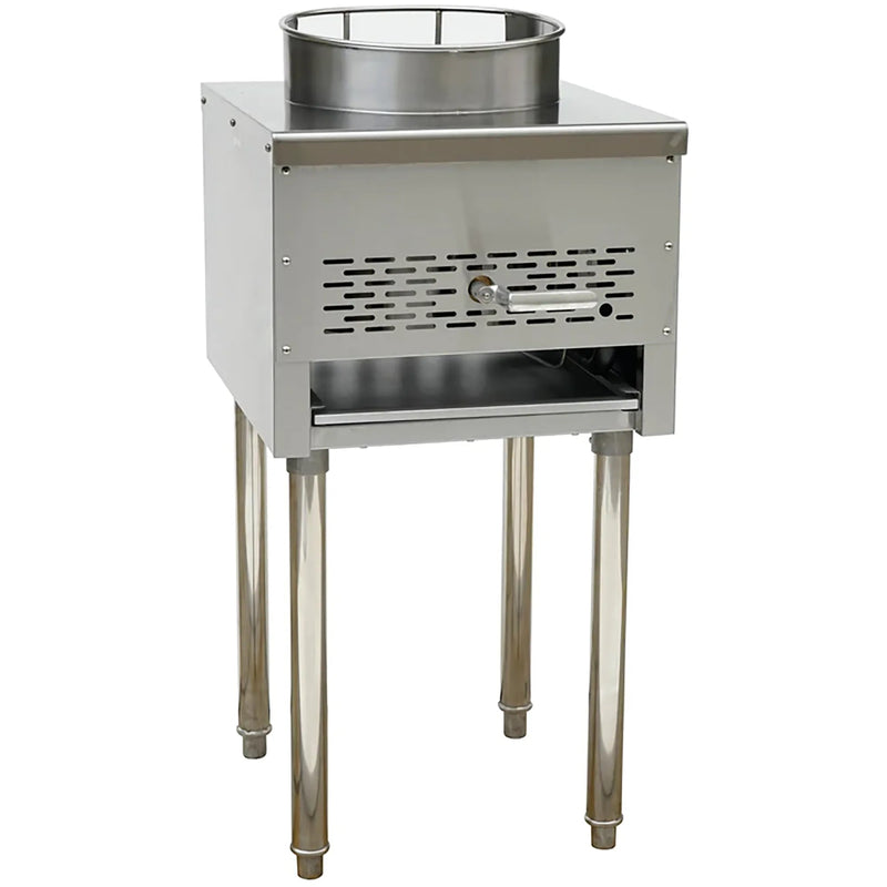 Alpha AWOK-13 13-inch natural gas or propane wok burner range in stainless steel with ring top on tall legs