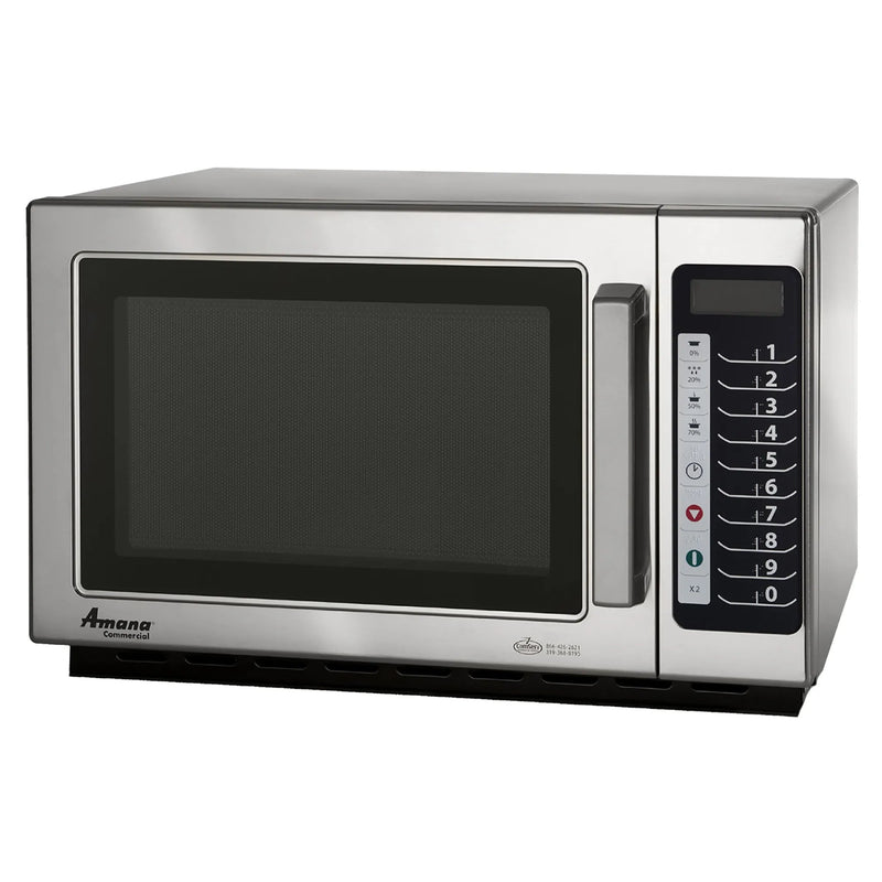 Amana RCS10TS medium volume commercial microwave with filter, 1000W, stainless steel with side touchpad