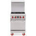 American Range AR-4 24-inch four burner gas range with oven, stainless steel with backsplash and red casters