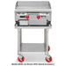 American Range ARTG Series stainless steel gas griddle shown on its optional equipment stand with casters