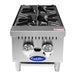 Atosa ACHP-2 12-inch two burner natural gas or propane countertop hot plate, front view with control knobs