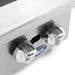 Atosa ACHP-4 four burner gas countertop hot plate, close-up of the stainless steel burner control knobs
