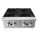 Atosa ACHP-4 24-inch four burner natural gas or propane countertop hot plate, front view with control knobs