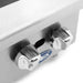 Atosa ACHP-6 six burner gas countertop hot plate, close-up of the stainless steel burner control knobs