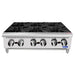 Atosa ACHP-6 36-inch six burner natural gas or propane countertop hot plate, front view with control knobs