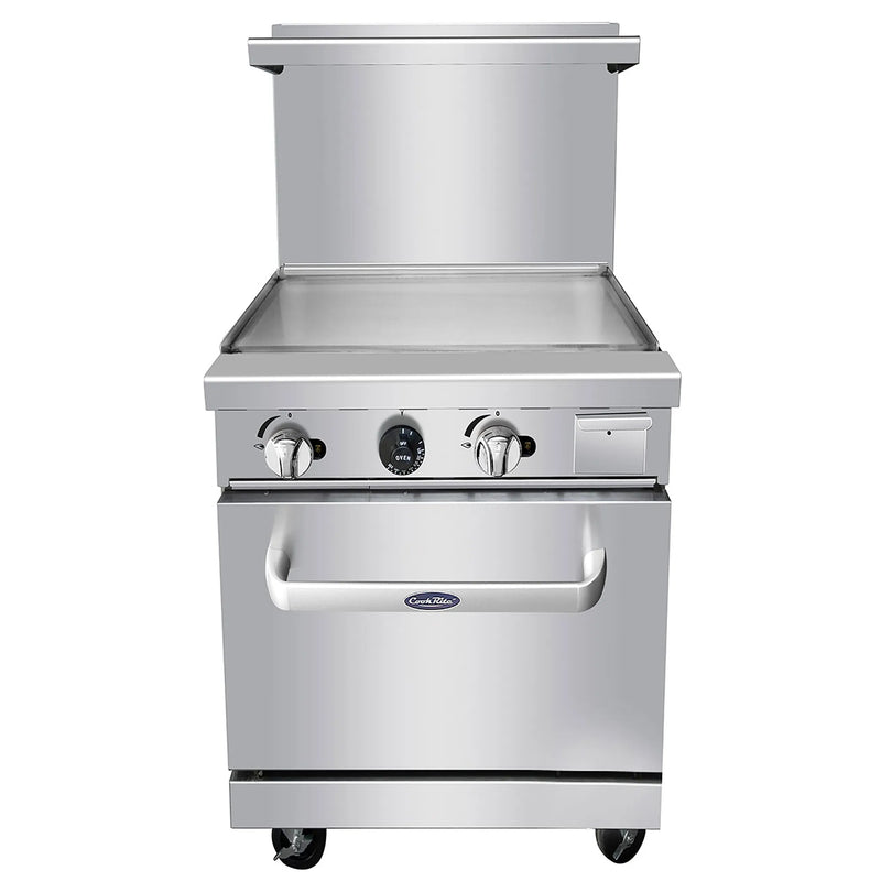 Atosa AGR-24G 24-inch natural gas or propane griddle top range with standard oven, front view