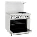 Atosa AGR-2B24GL 36-inch griddle and burner gas range with the oven door open showing the oven rack