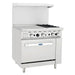 Atosa AGR-2B24GL 36-inch gas range with 24-inch griddle on the left and two open burners, front view