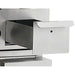 Atosa AGR-2B24GR gas range with griddle, close-up of the pull-out grease drawer under the griddle