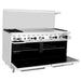 Atosa AGR-2B48GR 60-inch gas range with both oven doors open showing the oven racks inside