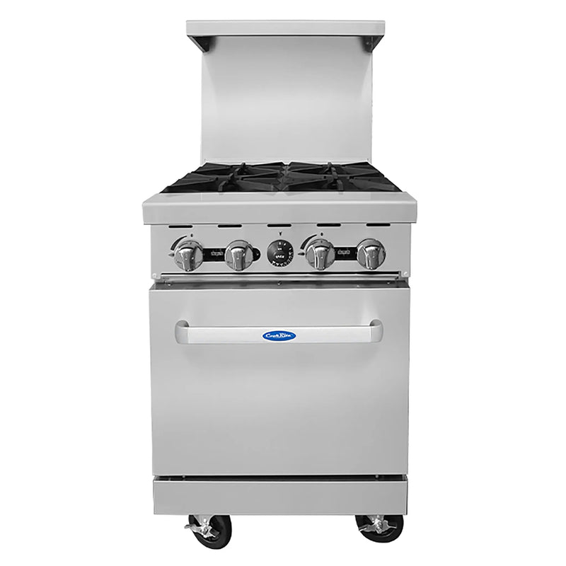 Atosa AGR-4B 24-inch natural gas or propane four burner commercial range with standard oven, front view