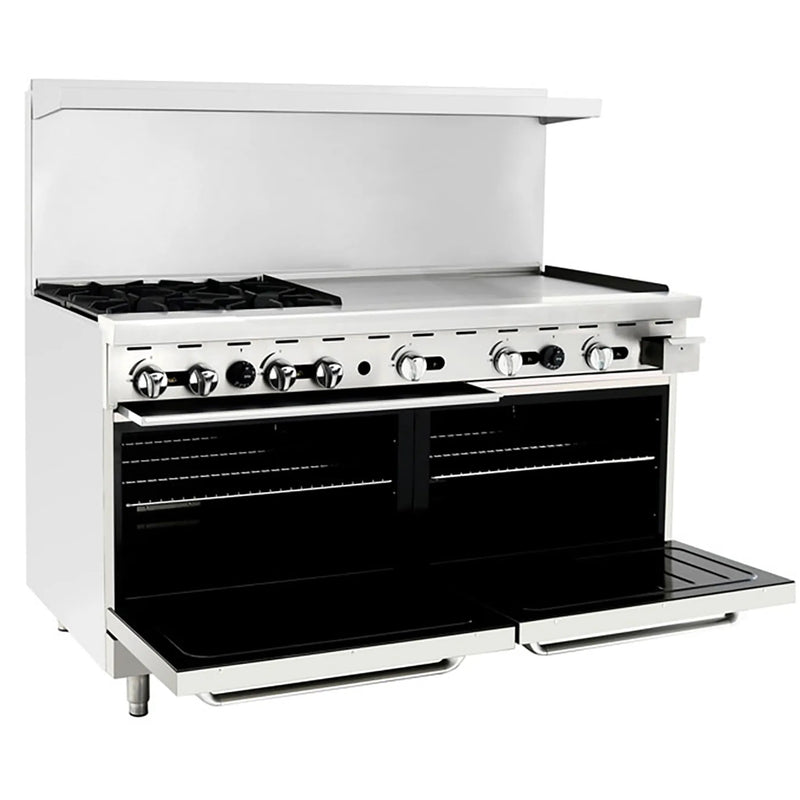 Atosa AGR-4B36GR Natural Gas/Propane 60" Stove Top Range - 4 Burners & 36" Griddle - Various Configurations-Phoenix Food Equipment