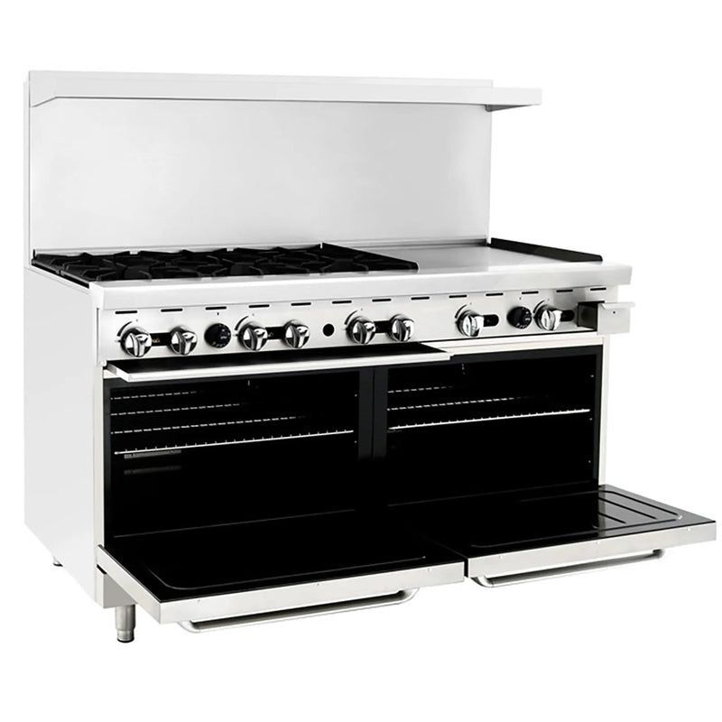 Atosa AGR-6B24GR Natural Gas/Propane 60" Stove Top Range - 6 Burners & 24" Griddle - Various Configurations-Phoenix Food Equipment