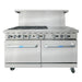 Atosa AGR-6B24GR 60-inch gas range with six burners and a 24-inch griddle on the right, front view