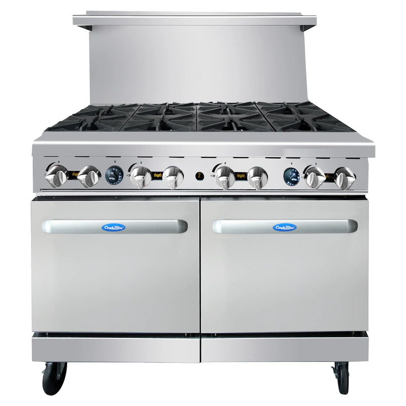 Atosa AGR-8B 48-inch natural gas or propane eight burner commercial range with two ovens, front view