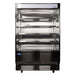 Atosa AOM-50B 52-inch wide black open air refrigerated merchandiser with adjustable shelves, front view