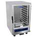 Atosa ATHC-9ES half height heated holding and proofing cabinet on casters, angled view with pan slides