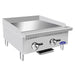 Atosa ATMG-24 24-inch manual countertop gas griddle, angled view showing the front grease drawer