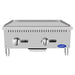 Atosa ATMG-24 24-inch stainless steel manual gas griddle with 20-inch deep plate and two control knobs, front view