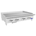Atosa ATMG-48 48-inch manual countertop gas griddle in stainless steel, angled right view