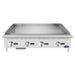 Atosa ATMG-48 48-inch stainless steel manual gas griddle with 20-inch deep plate and four control knobs, front view