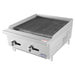 Atosa ATRC/ATCB-24 24-inch stainless steel countertop gas charbroiler with cast iron grates, angled view