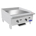 Atosa ATTG-24 24-inch thermostatic countertop gas griddle, angled view showing the front grease drawer