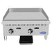 Atosa ATTG-24 24-inch thermostatic gas griddle, front view with the stainless steel grease drawer pulled out