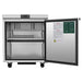 Atosa AUF27SD 27-inch undercounter freezer work table with the door open showing the interior wire shelf