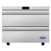 Atosa AUF36SD 36-inch freezer work table with two drawers and no backsplash in stainless steel, front view